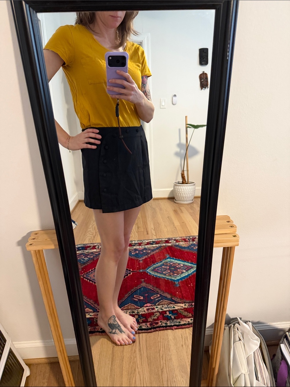 Urban Outfitters Black Button-Front Mini Skirt - Classic Women's Skirt